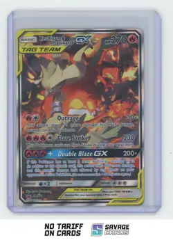 2019 Pokemon Sun & Moon Black Star Promo Full Art Reshiram & Charizard GX #SM201 - Image 1