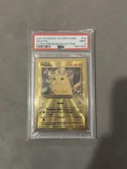 PSA 9 PIKACHU 58/102 2021 POKEMON TCG CELEBRATIONS UPC GOLD METAL PROMO - Image 1