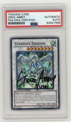 PSA Signed Greg Abbey Yu-Gi-Oh! Stardust Dragon CT05-EN001 Limited Edition - Image 1