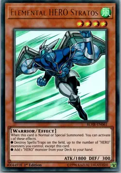 Yugioh Elemental HERO Stratos BLHR-EN061 1st Edition Ultra Rare NM - Image 1