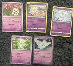 Pokemon TCG Togepi Evolution 5 Card Lot Includes 1 Holo Rare All NM - Image 1