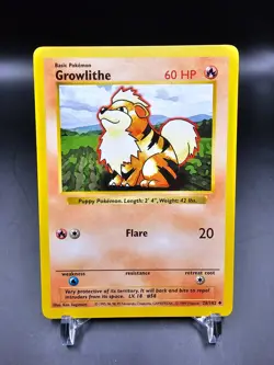 EX - Growlithe - 28/102 - Shadowless - Base Set - Pokemon Card - Image 1