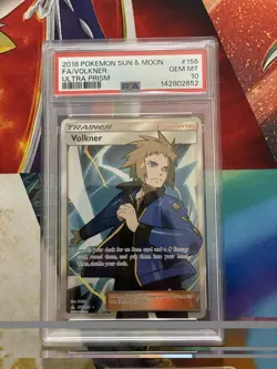 POKEMON CARD 2018 SUN AND MOON ULTRA PRISM VOLKNER FULL ART #156 PSA 10 - Image 1