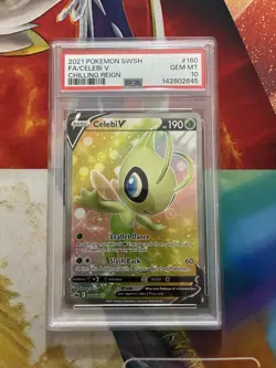 POKEMON CARD CHILLING REIGN CELEBI V FULL ART 160/198 PSA 10 2021 FIRE - Image 1