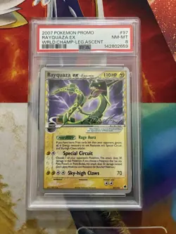 VINTAGE POKEMON CARD WORLD CHAMPIONSHIPS PROMO LEGEND #97 RAYQUAZA EX PSA 8 2007 - Image 1