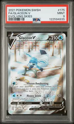 2021 POKEMON SWORD & SHIELD EVOLVING SKIES #175 FULL ART/GLACEON V PSA 9 - Image 1