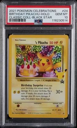 2021 POKEMON CELEBRATIONS CLASSIC COLL #24 BIRTHDAY PIKACHU-HOLO PSA 10 - Image 1
