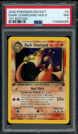 Pokemon PSA 7 1st Edition Dark Charizard 4/82 Team Rocket Near Mint Holo Rare - Image 1