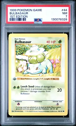 1999 Pokemon Game Bulbasaur 1st Edition PSA 7 #44 Vintage Base Set - Image 1