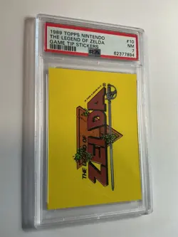 1989 THE LEGEND OF ZELDA LOGO - Topps Nintendo Game Tips Stickers PSA 7 *BTX - Image 1