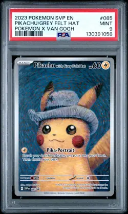 2023 POKEMON SVP EN-SV BLACK STAR PROMO #085 PIKACHU WITH GREY FELT HAT PSA 9 - Image 1