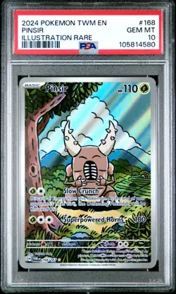 2024 POKEMON TWM EN-TWILIGHT MASQUERADE #168 PINSIR ILLUSTRATION RARE PSA 10 - Image 1