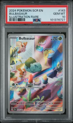 2024 POKEMON SCR EN-STELLAR CROWN ILLUSTRATION RARE #143 BULBASAUR PSA 10 - Image 1