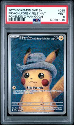 2023 POKEMON SVP EN-SV BLACK STAR PROMO #085 PIKACHU WITH GREY FELT HAT PSA 9 - Image 1