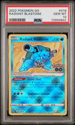 2022 POKEMON GO #018 RADIANT BLASTOISE PSA 10 - Image 1