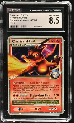 CGC 8.5 Charizard G LV.X 2009 Supreme Victors 143/147 Holo Pokemon Card - Image 1