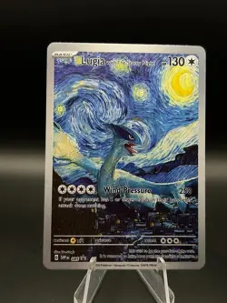Pokemon Lugia Starry Night Van Gogh Beautiful Moon Star Card Non-TCG - Image 1