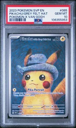 PSA 10 POKEMON SVP EN 2023 PIKACHU VAN GOGH GREY FELT HAT ENGLISH #85 PROMO CARD - Image 3