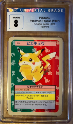 1997 CGC 8 Topsun Pokemon Trading Card Pikachu with Blue Back Japanese - Image 1
