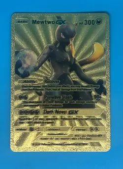 Pokemon Mewtwo GX 300hp Gold Foil Fan Art Card - Image 1