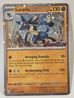 LUCARIO 114/198 Scarlet & Violet Stamp Holo Rare Pokemon Card TCG Near Mint - Image 1