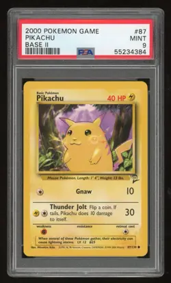 2000 Pokemon Base Set 2 Pikachu #87 PSA 9 - Image 1
