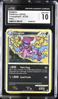 CGC 10 GEM MINT Drapion 2010 Triumphant 4/102 Holo Pokemon Card - Image 1