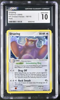 CGC 10 GEM MINT Ursaring 2005 EX Unseen Forces 18/115 Holo Pokemon Card - Image 1