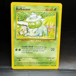 Pokemon Card Bulbasaur 44/102 Base Set WOTC 1999 Unlimited MP - Image 1