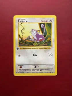 Rattata 61/102 Shadowless 1st Edition Base Set Pokemon Card DMG - Image 1