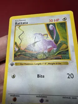 Rattata 61/102 Shadowless 1st Edition Base Set Pokemon Card DMG - Image 3