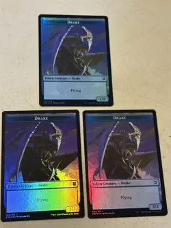 3 x mtg foil token Drake // Insect, 005/007, Zendikar Rising - Image 1