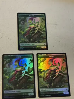 3 x mtg foil token Drake // Insect, 005/007, Zendikar Rising - Image 2