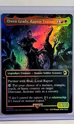 MTG Magic the Gathering REX Jurassic World Foil #16 Owen Grady Raptor Trainer - Image 1