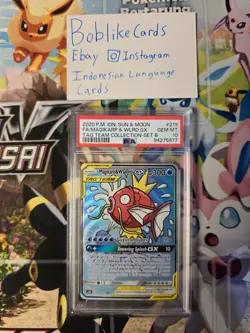 Pokemon TCG Indonesia Magikarp & Wailord GX SR ALT ART PSA 10 219/204 AC3B - Image 1