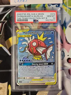 Pokemon TCG Indonesia Magikarp & Wailord GX SR ALT ART PSA 10 219/204 AC3B - Image 2