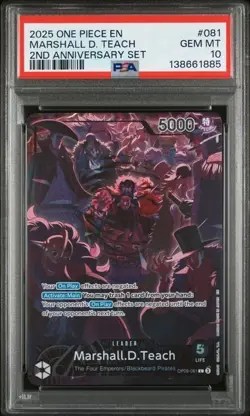 Marshal D. Teach OP09-081 - One Piece 2nd Anniversary English Version - PSA 10 - Image 1