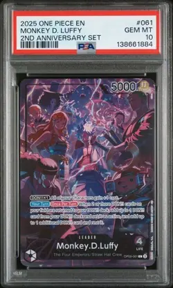 Monkey D. Luffy OP09-061 - One Piece 2nd Anniversary English Version - PSA 10 - Image 1