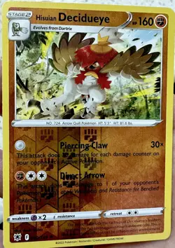 Hisuian Decidueye #82/189 Astral Radiance Pokemon Reverse Holo Rare Card NM - Image 1