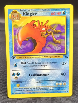 Pokemon TCG Fossil Set 1st Edition #38/62 Kingler NM Card 1999 WOTC Vintage - Image 1