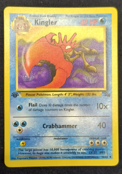Pokemon TCG Fossil Set 1st Edition #38/62 Kingler NM Card 1999 WOTC Vintage - Image 2