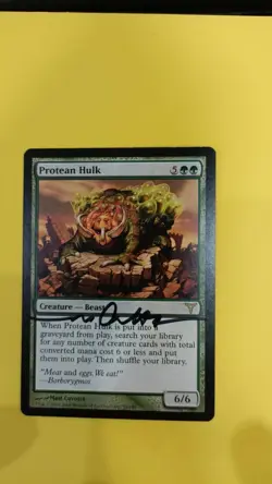 MTG Protean Hulk [Dissension] Signed card - Image 1