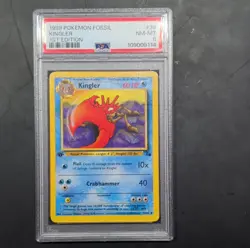 1999 Pokemon TCG Fossil Kingler 1st Edition Uncommon PSA 8 38/62 Regular - Image 1