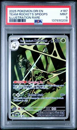 2025 POKEMON DRI EN-ILLUSTRATION RARE #187 TEAM ROCKET'S SPIDOPS PSA 9 - Image 1