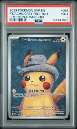 2023 POKEMON SVP EN-SV BLACK STAR PROMO #085 PIKACHU WITH GREY FELT HAT PSA 9 - Image 1