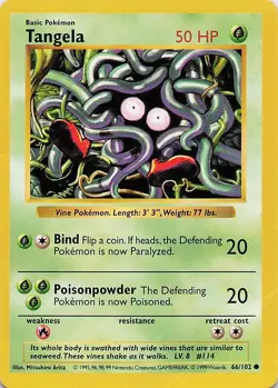 Tangela 066/102 Base Set (Shadowless) Common - Pokemon TCG - HP - Image 1