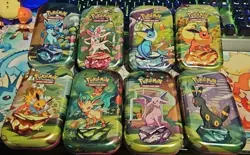 Pokemon Prismatic Evolutions Mini Tins Opened No Packs Full Set Of 8 with coins- - Image 1
