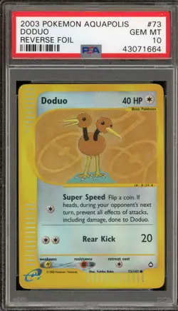 Pokemon Doduo Aquapolis Reverse Holo #73 PSA 10 Gem Mint - Image 1
