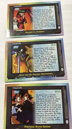 Lot Of 3 Pokemon Topps TV Animation Edition EP21 EP23 EP25 - Image 2
