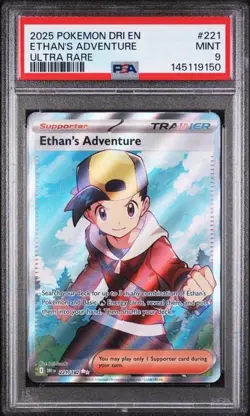 2025 POKEMON DRI EN-DESTINED RIVALS ULTRA RARE #221 ETHAN'S ADVENTURE PSA 9 - Image 1